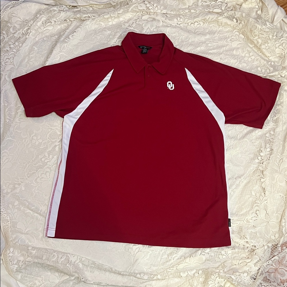 Red and White University of Oklahoma Polo Shirt North End Sport